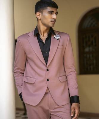 Pink embroidered cotton men suits 3