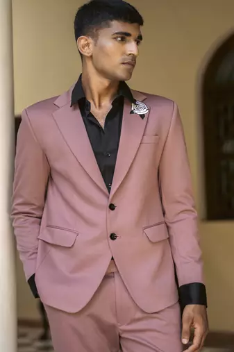 Pink embroidered cotton men suits