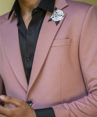 Pink embroidered cotton men suits 4