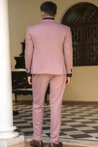 Pink embroidered cotton men suits