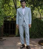 Blue plain cotton men suits