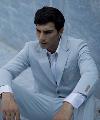 Blue plain cotton men suits 2