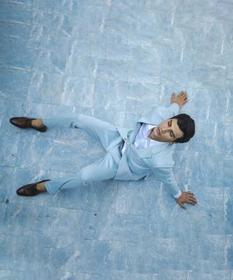 Blue plain cotton men suits 3