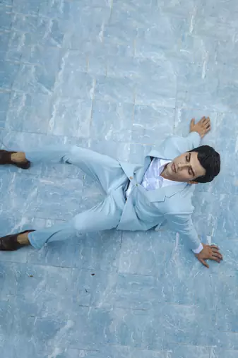 Blue plain cotton men suits