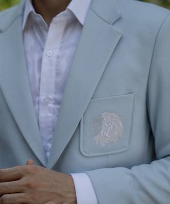 Blue plain cotton men suits 5