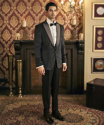 Black embroidery velvet tuxedo 3