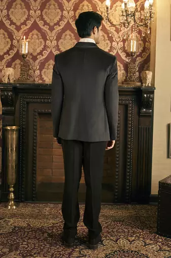 Black embroidery velvet tuxedo