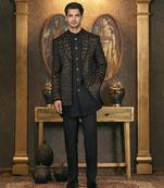 Black embroidery velvet Kurta Jacket Set