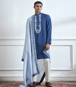 Blue embroidered cotton kurta pajama