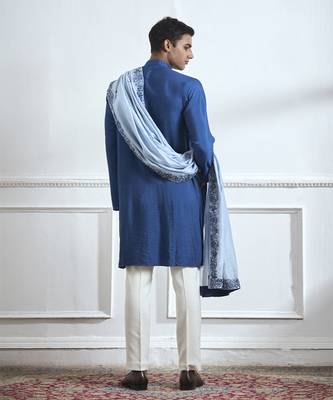 Blue embroidered cotton kurta pajama 2