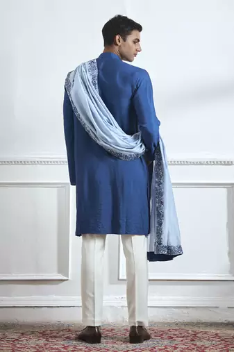 Blue embroidered cotton kurta pajama