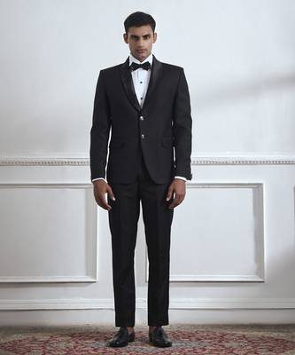 Black plain cotton tuxedo 1