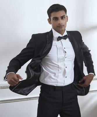 Black plain cotton tuxedo 4