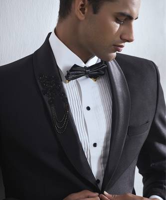 Black plain cotton tuxedo 5
