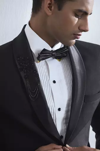 Black plain cotton tuxedo