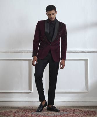 Black embroidered cotton tuxedo 1