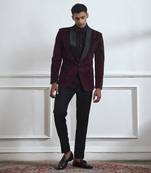 Black embroidered cotton tuxedo