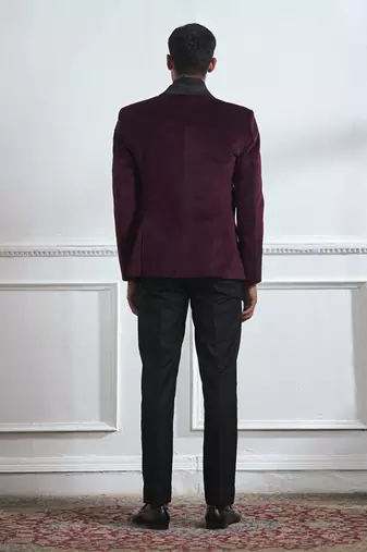 Black embroidered cotton tuxedo