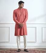 Pink plain cotton kurta pajama