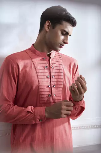 Pink plain cotton kurta pajama