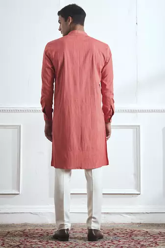 Pink plain cotton kurta pajama
