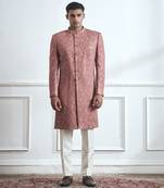 Pink embroidered cotton sherwani