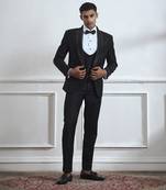 Black embroidered cotton tuxedo