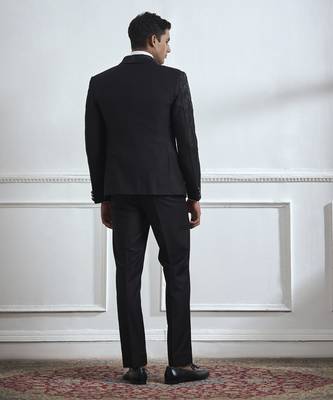 Black embroidered cotton tuxedo 4