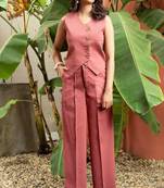 premium cotton mauve vest coat coord set