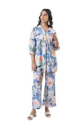 Sky blue printed cotton co-ord set 2