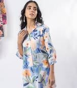 Sky blue printed cotton co-ord set