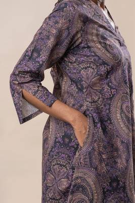 Purple printed cotton flared co-ord set 5