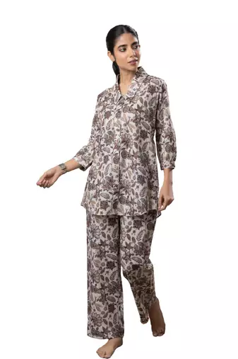 Off white jaal printed cotton co-ord set