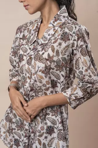 Off white jaal printed cotton co-ord set