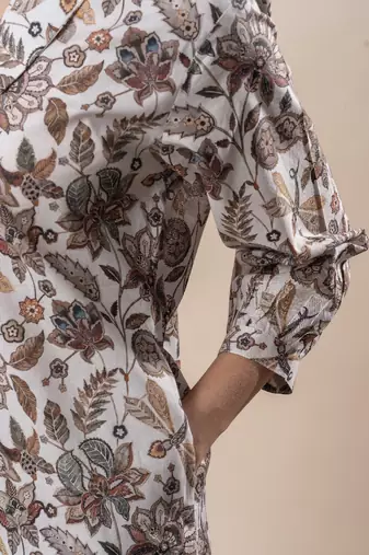 Off white jaal printed cotton co-ord set