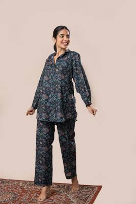Black printed cotton co-ord set 3