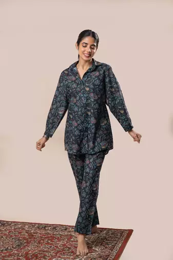 Black printed cotton co-ord set