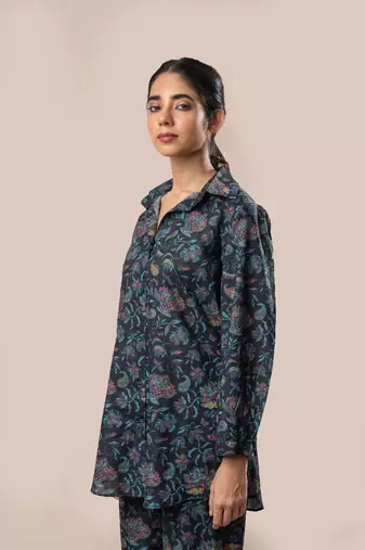 Black printed cotton co-ord set
