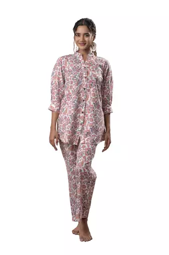 White printed cotton co-ord set