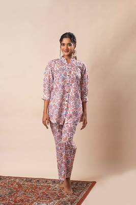 White printed cotton co-ord set 1