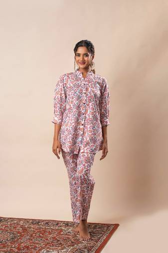 White printed cotton co-ord set
