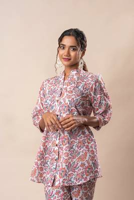 White printed cotton co-ord set 3
