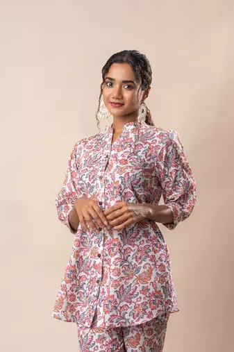White printed cotton co-ord set