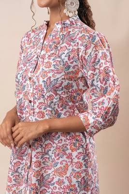 White printed cotton co-ord set 4