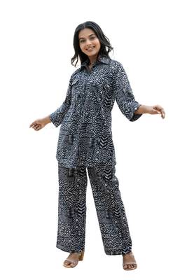 Black printed cotton co-ord set 2