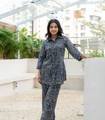 Black printed cotton co-ord set