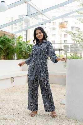 Black printed cotton co-ord set 3
