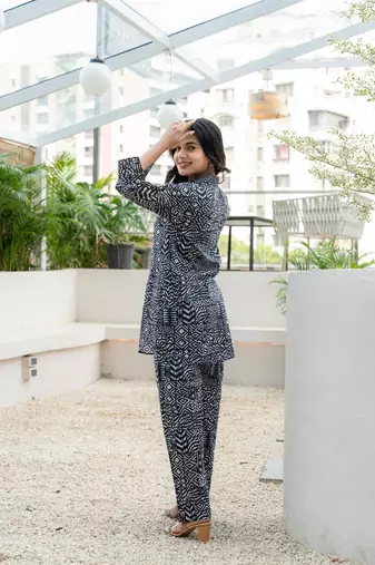 Black printed cotton co-ord set