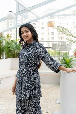 Black printed cotton co-ord set 5