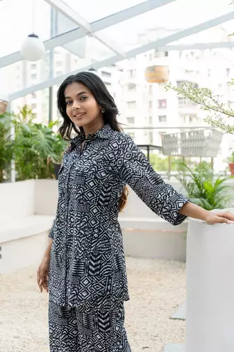 Black printed cotton co-ord set